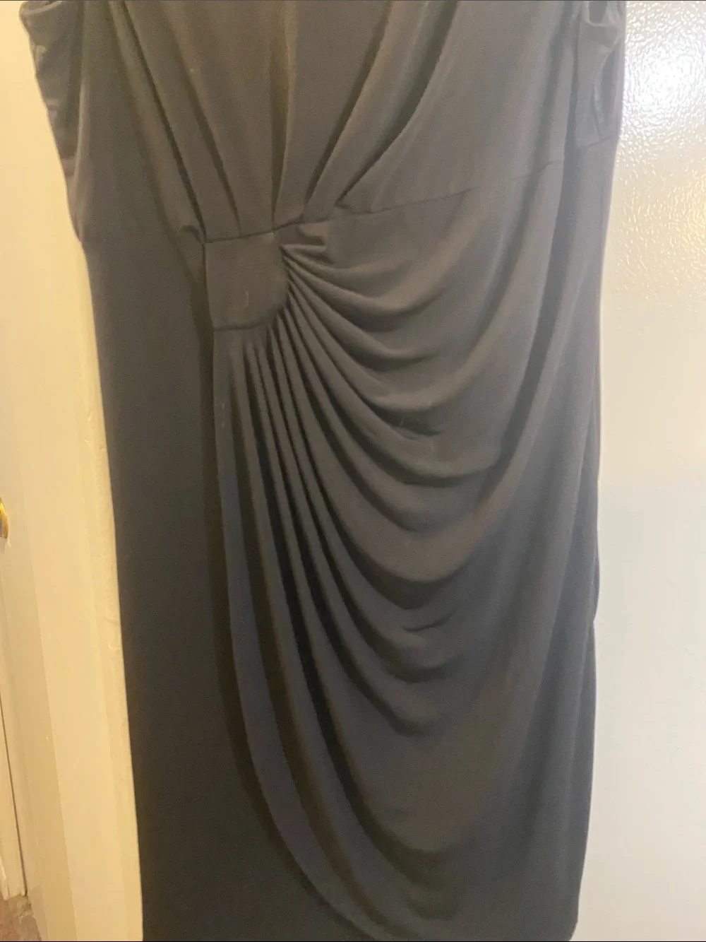 Enfocus Studio Black Sleeveless Draped Knot-Detail Sheath Dress